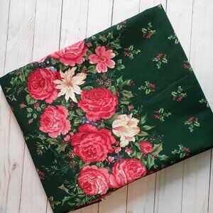 VIP Cranston Cotton Holly Floral Border Print Fabric Green Pink 72" W 3.75 yards